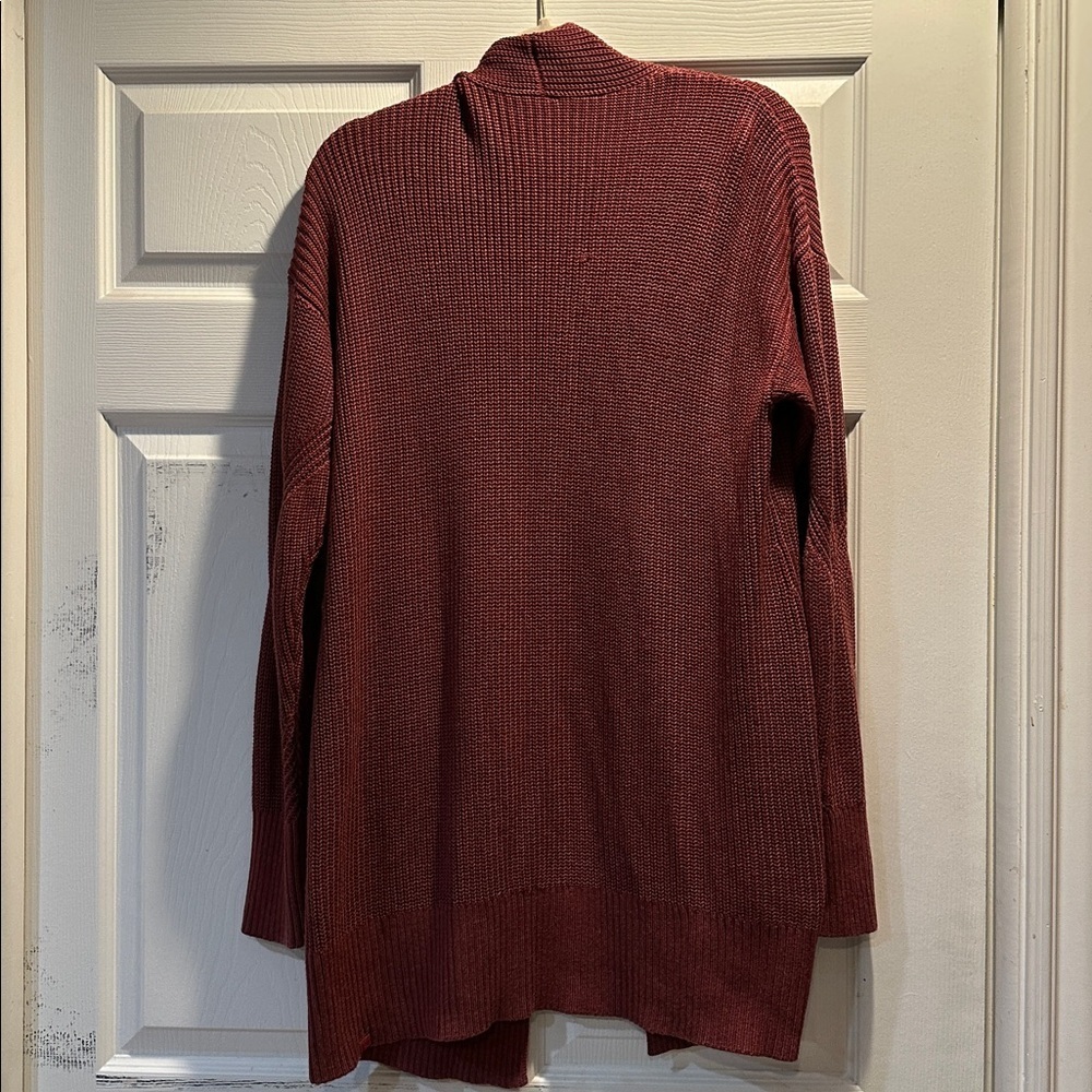 Lululemon Cashlu Heathered Mulled Wine Knit Cardigan Sweater Wrap M - Picture 8 of 9